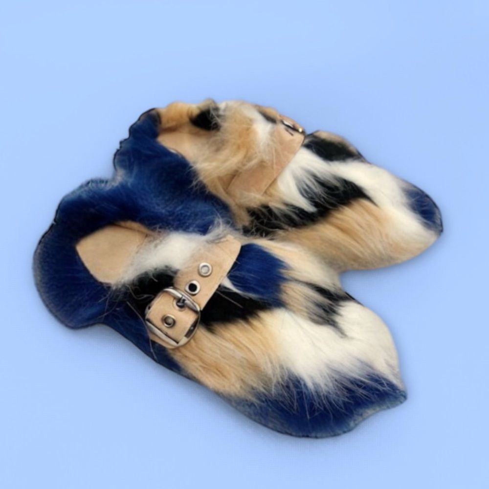 Jeffrey Campbell Rlxathome Faux Fur Mule Slide Slipper in Beige Blue Combo - Picture 8 of 16